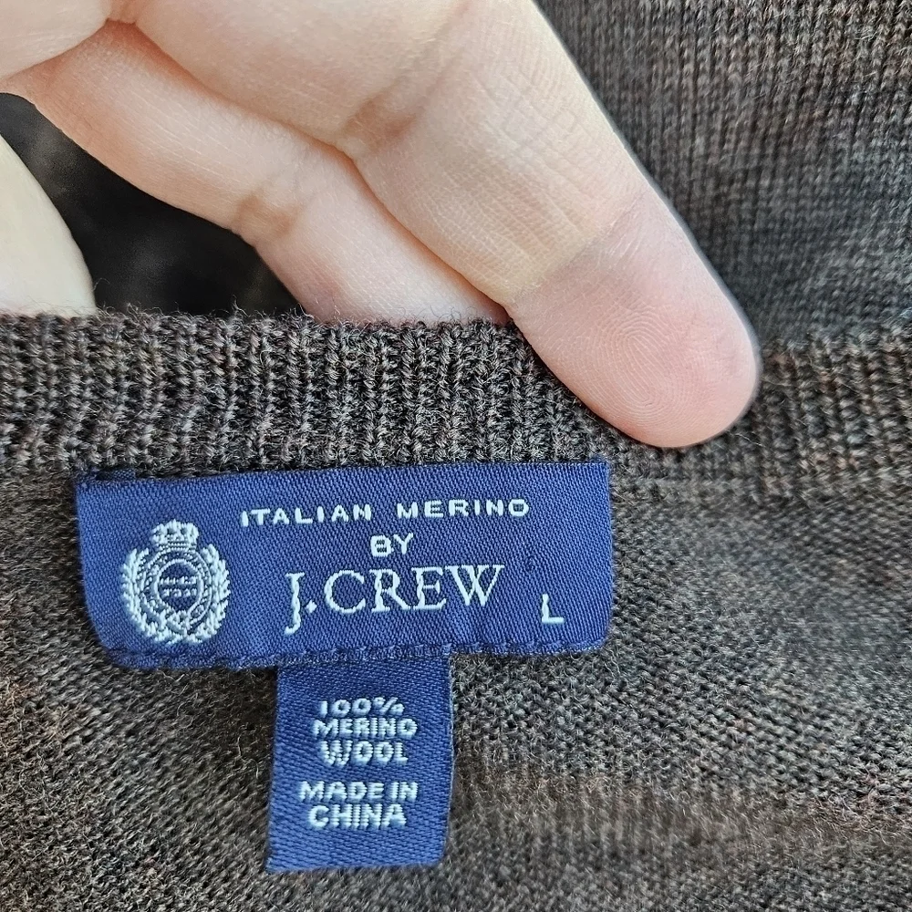 J. Crew brown v neck merino wool sweater large